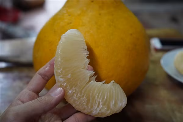 Hương vị ngọt, mát, múi dày mọng nước cũng là điểm giúp thương hiệu bưởi Lâm Động thu hút thực khách bốn phương. Ảnh: Lao động.