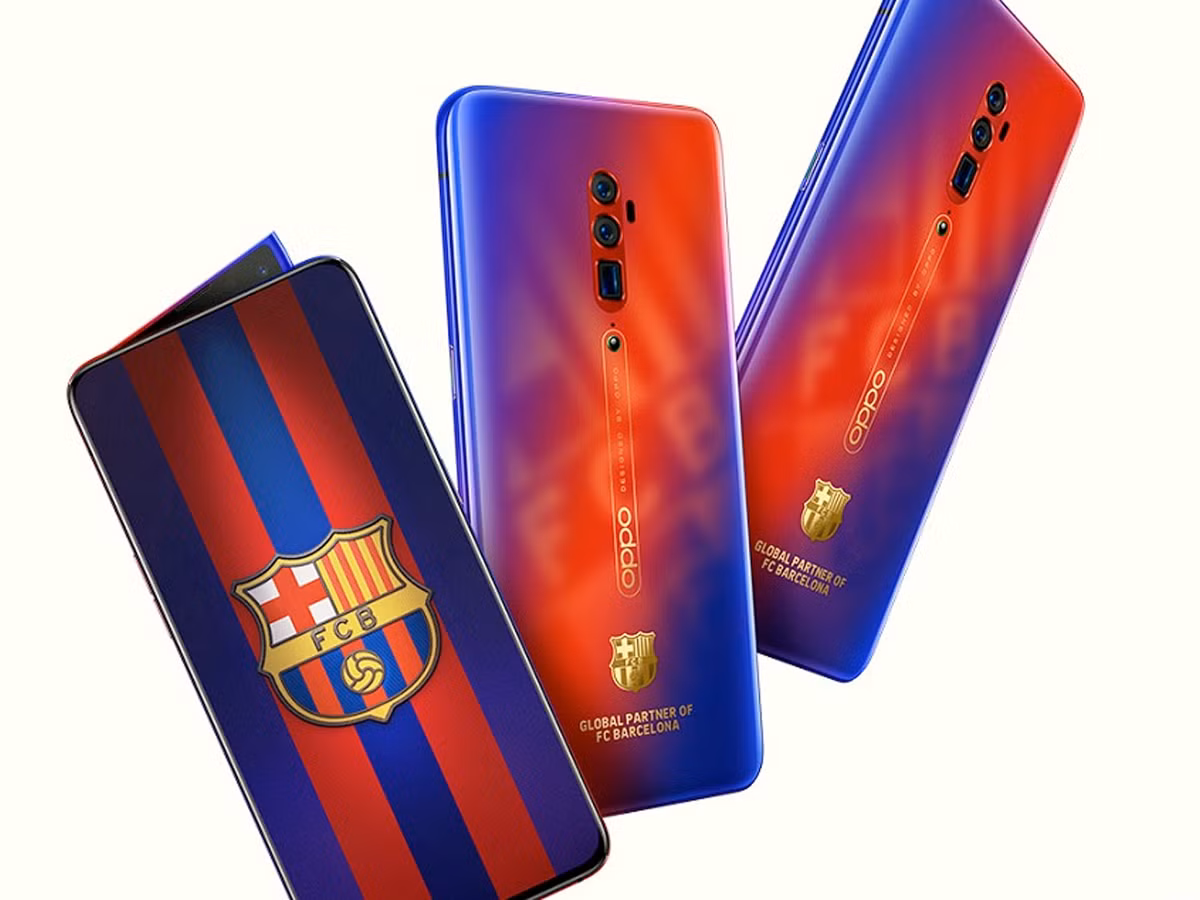 Hai logo sẽ được in trên bề mặt máy: Một logo cận cảnh, in chìm, chiếm diện tích lớn ở phần mặt lưng. Bên dưới dòng chữ OPPO viết theo chiều dọc sẽ là logo nhỏ của đội bóng, in màu vàng ánh kim. Ngay dưới là hàng chữ: “Đối tác toàn cầu của FC Barcelona”.