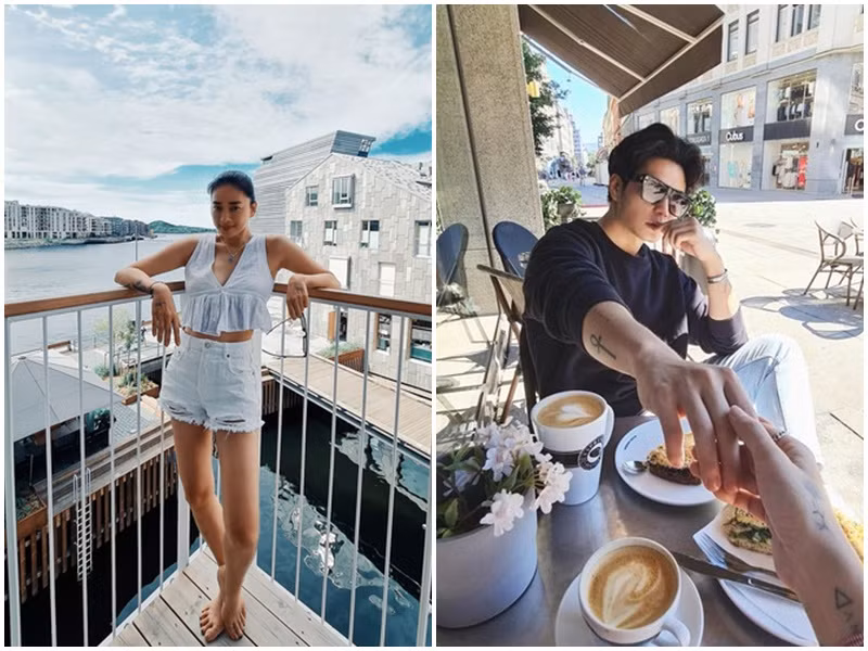 Tháng 7/2021, Huy Trần gây tò mò khi công khai đăng ảnh về Na Uy, quê hương thứ hai của Ngô Thanh Vân. Trên trang Instagram cá nhân, CEO Việt kiều khoe bức ảnh nắm tay bạn gái, kèm theo đó là dòng chú thích: "Theo baby về quê". Trên Instagram, Ngô Thanh Vân cũng khoe ảnh check in ở Na Uy. Dù không lộ mặt trong ảnh chụp chung nhưng dựa vào hình xăm và địa điểm check-in trùng nhau cũng đủ để fan đoán ra Ngô Thanh Vân và tình trẻ bên nhau. Ảnh: FBNV