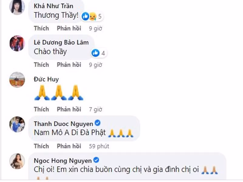 Dàn nghệ sĩ: Hồng Ngọc, Thành Được, Lê Dương Bảo Lâm, Khả Như tiếc thương đạo diễn Vũ Minh.