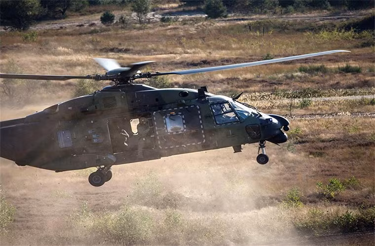 Nếu nói tới Eurocopter Tiger thì cũng không thể thiếu NHIndustries NH90 trực thăng vận tải quân sự hiện đại nhất của Quân đội Cộng hòa Liên bang Đức. Nó có thể chở theo 20 binh sĩ cùng đầy đủ trang bị và có tốc độ bay lên tới 300km/h. Nguồn ảnh: QQ.