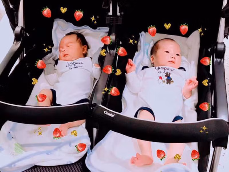 "Một thế giới mới tốt đẹp đầy tình yêu thương chào đón 2 con heo vàng của ba mẹ ra đời. Ba Thành và mẹ sẽ làm tất cả vì các con", Trương Nam Thành viết khi hai con trai cất tiếng khóc chào đời.