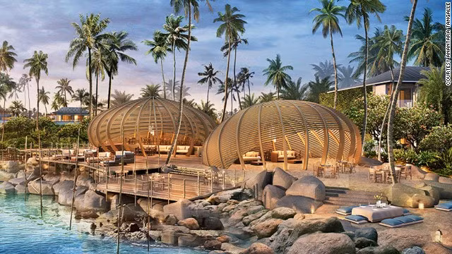 Anantara Tangalle (Sri Lanka): Anantara Tangalle Resort &amp; Spa tọa lạc tại thị trấn Tangalle ở bãi biển Sri Lanka, mở cửa trong năm nay. Thiết kế của nó được lấy cảm hứng từ kiến trúc truyền thống Sri Lanka.