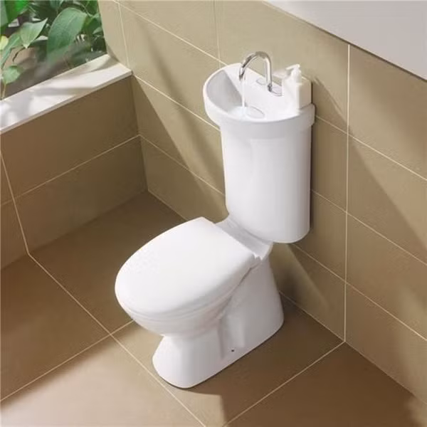Chiếc toilet độc đáo tích hợp chậu rửa và nhà vệ sinh.