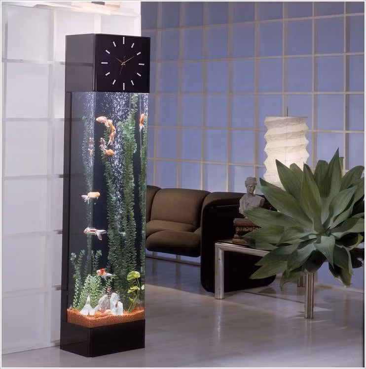 Bể cá cực độc hình cột đồng hồ.