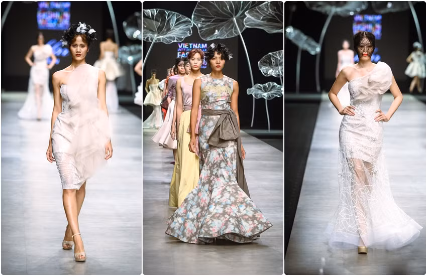 Với 20 thiết kế, bộ sưu tập của LKAR Lov được chia ra thành 5 phần rõ rệt, với các thiết kế đầm dạ hội đuôi cá sang trọng. Mở màn buổi diễn, KLAR như muốn nhắc nhớ khán giả về nguồn gốc của mình với các thiết kế lệch vai, váy và hoạ tiết mang đậm âm hưởng thời trang Thái Lan. Chi tiết thắt đính nơ 3D trở thành điểm nhấn cho phần mở màn.