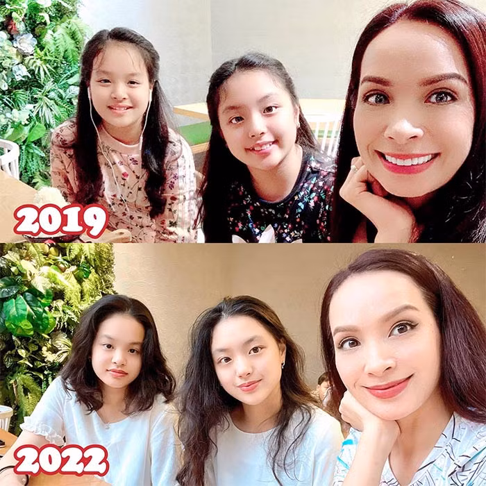 So sánh hình ảnh Suti và Suli cách đây ba năm, hai con gái của cựu người mẫu Thúy Hạnh lớn lên trông thấy, đặc biệt là Suti.
