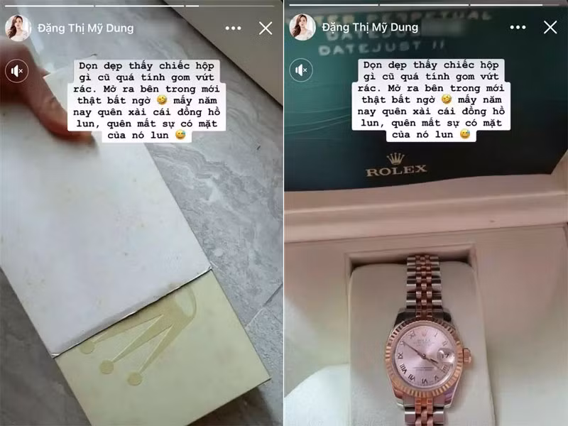 Mới đây, Midu khiến nhiều người giật mình vì việc suýt vứt chiếc đồng hồ Rolex đắt tiền vì tưởng... rác. "Dọn dẹp thấy chiếc hộp gì cũ quá tính gom vứt rác. Mở ra bên trong mới thật bất ngờ. Mấy năm nay quên xài cái đồng hồ luôn, quên mất sự có mặt của nó luôn", cô chia sẻ trên trang cá nhân.