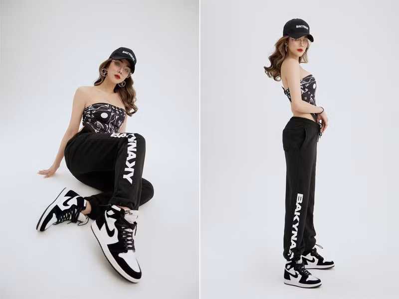 Bà mẹ hai con Diệp Lâm Anh cũng không bỏ qua trend biến khăn thành áo để có style mới lạ.