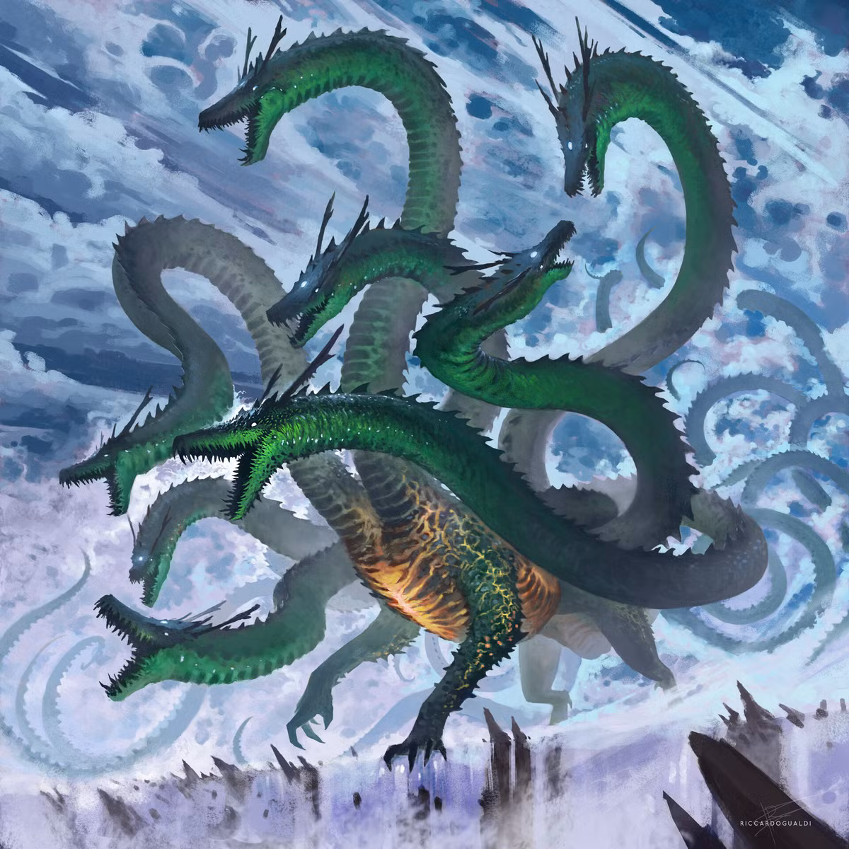 Quái thú Yamata-no-Orochi được mô tả vô cùng hung dữ, tàn ác khi ăn thịt con người. Về sau, thần Susanoo đã xuống trần giúp người dân tiêu diệt quái vật này.