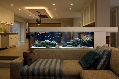 Bên cạnh đó, yếu tố Thủy cũng nên chú trọng trong việc chọn lựa vật dụng, phụ kiện trang trí như hồ nước, bể bơi bên ngoài căn nhà hoặc tiểu cảnh, bể thủy sinh, bể cá bên trong căn phòng. Ngoài ra, để tăng thêm vận khí cũng như tạo vẻ đẹp sang trọng, nổi bật cho không gian, những phụ kiện bằng pha lê như lọ hoa hay những đồ lưu niệm nhỏ xinh bằng pha lê cũng là lựa chọn phù hợp.
