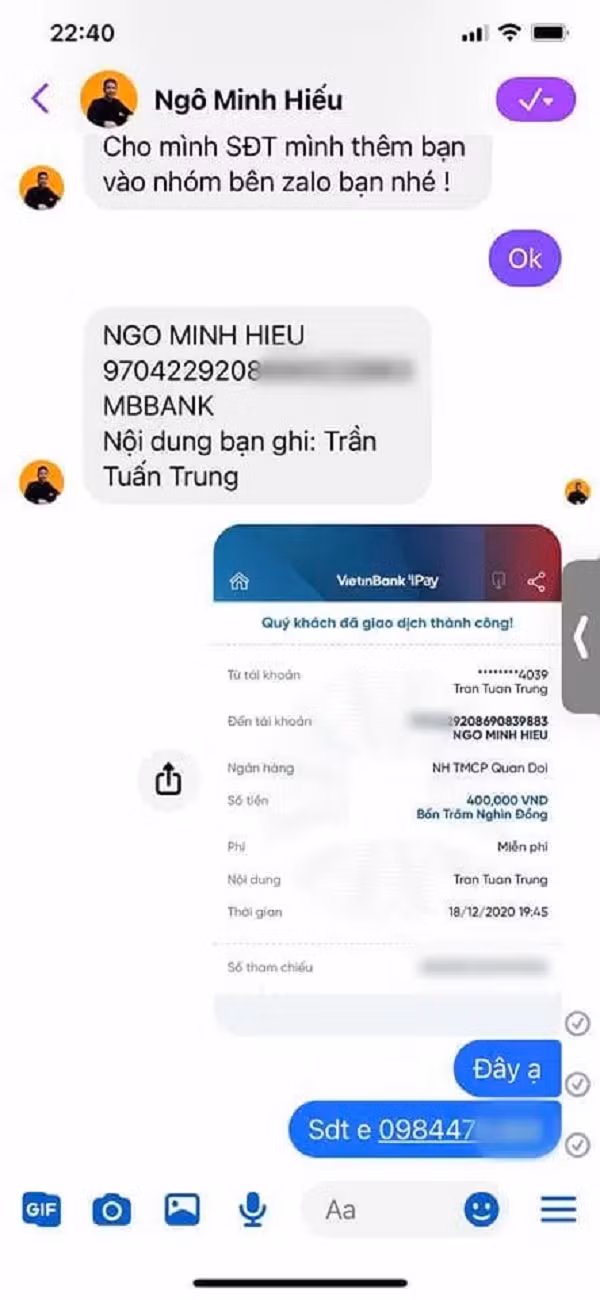 Vì số tài khoản cùng họ và tên với Hiếu PC nên rất nhiều người đã bị "dính bẫy".