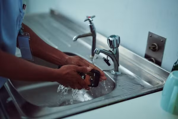 Với khả năng chống nước tuyệt đối nên người dùng hoàn toàn có thể rửa điện thoại Cat S42 với xà phòng, chất sát khuẩn và thậm chí là thuốc tẩy để giữ sạch.
