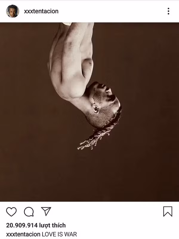 Ở vị trí thứ 2 trong bảng xếp hạng những bài đăng nhiều lượt thích nhất của Instagram là bài đăng cuối cùng của rapper XXXTentacion trước khi qua đời vào tháng 6/2018.