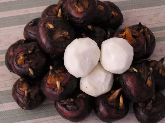 Bước 1: Củ năng rửa sạch, gọt vỏ, cắt hạt lựu. 
