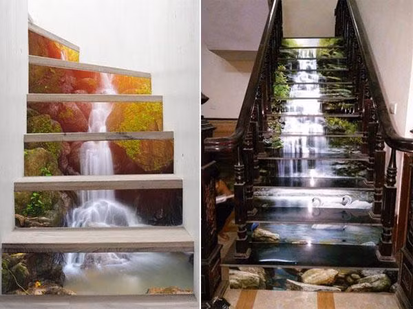 Đối với những căn nhà có từ hai tầng trở lên, thậm chí là những ngôi nhà cấp 4 có gác lửng, thì việc chọn mẫu thiết kế cầu thang phù hợp khá quan trọng. Một thiết kế cầu thang đẹp và chắc chắn không chỉ giúp các thành viên trong gia đình đi lại thuận tiện, an toàn, mà thậm chí chúng còn làm nổi bật hoàn toàn không gian sống của bạn. Mang cả thiên nhiên vào căn nhà của bạn với mẫu cầu thang 3D thác nước thơ mộng.