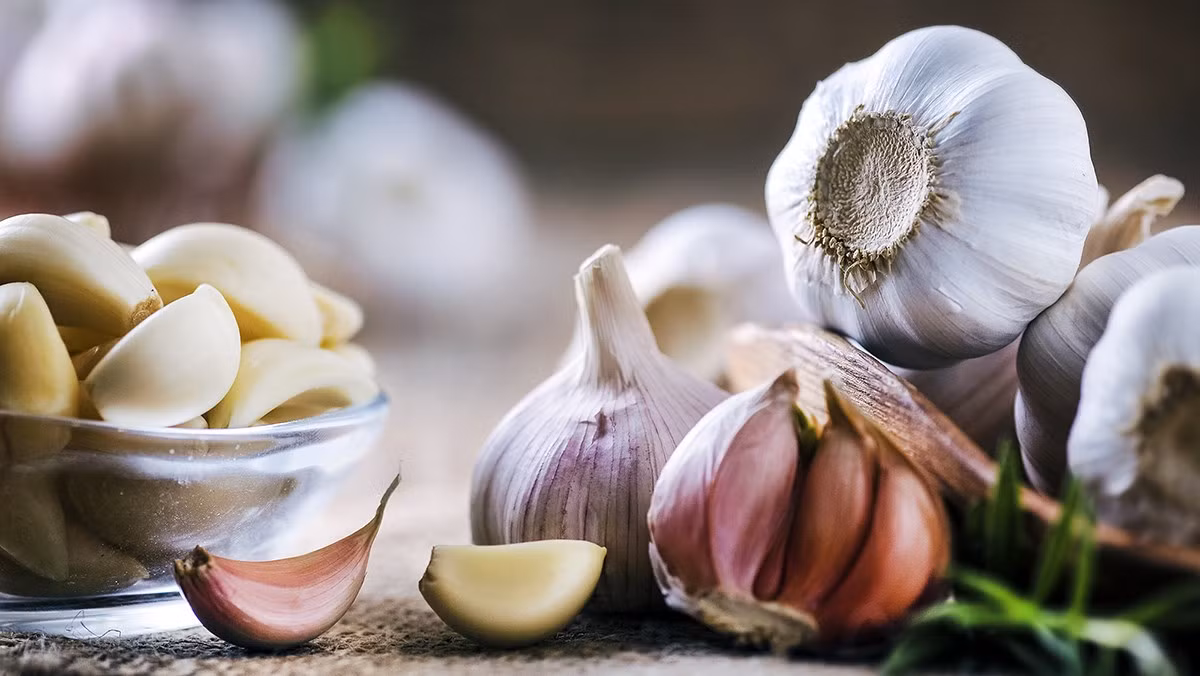 4. Tỏi không đơn thuần là một gia vị được sử dụng phổ biến trong ẩm thực, mà còn được ví như loại dược liệu giúp nâng cao đề kháng. Nó chứa rất nhiều chứa hàm lượng lớn vitamin A, B, C, D, iod và tinh dầu (giàu glucogen và allicin, fitonxit) có tác dụng diệt vi khuẩn bằng cách ức chế các enzyme có chứa lưu huỳnh cần thiết cho vi khuẩn, chống viêm hiệu quả.