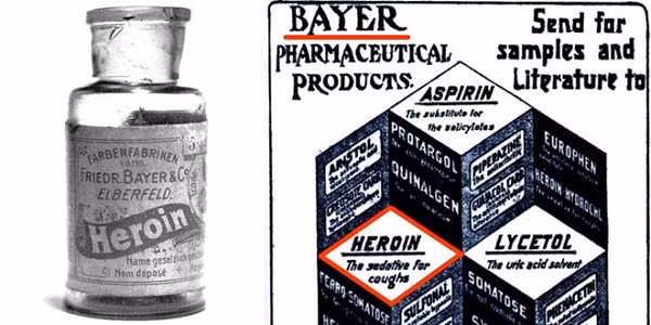 Heroin từng là thuốc chữa ho: Bayer, công ty dược phẩm sản xuất aspirin của Đức, từng sử dụng heroin để chữa ho, cảm lạnh và giảm đau trong những năm 1890 của thế kỷ trước. Cuối năm 1912, Bayer sử dụng chất gây nghiện này làm thuốc cho trẻ em dù xuất hiện nhiều cảnh báo về tác hại của nó. Năm 1914, người Mỹ hạn chế sử dụng các loại thuốc chứa chất này trước khi nó bị cấm hoàn toàn trong năm 1924.