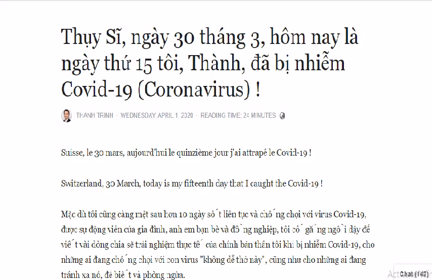 Nhât ký 15 ngày “tự chữa” COVID-19 của ông bố Việt và hai con ở Thụy Sĩ Nhat ky 15 ngay “tu chua” COVID-19 cua ong bo Viet va hai con o Thuy Si