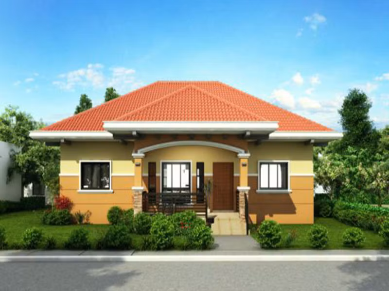 Ngôi nhà nhỏ xinh với gam màu nóng vàng, đỏ chủ đạo. Ảnh: Angcovat.