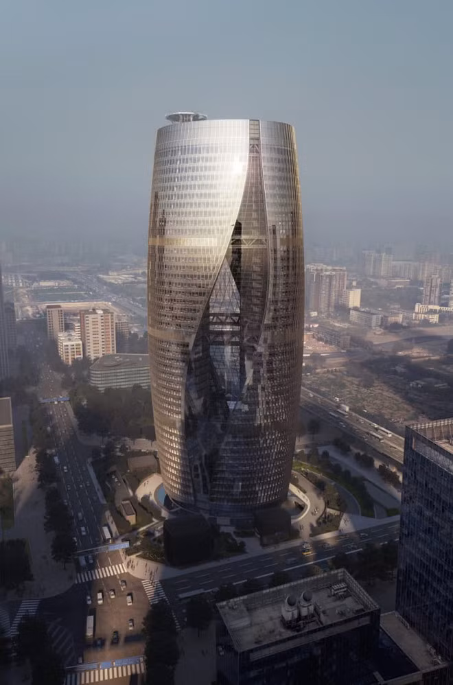  Tòa tháp bằng kính Leeza SOHO tại Bắc Kinh (Trung Quốc) sở hữu khoảng thông tầng cao nhất thế giới (gần 190m) - ngang với độ cao của toàn công trình. Nguồn ảnh: CNN, Dezeen.