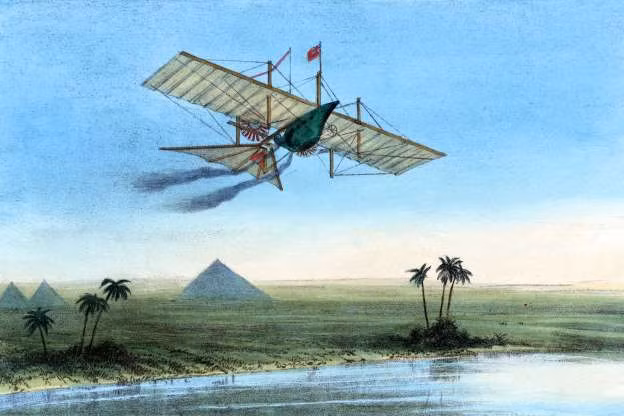Công ty vận chuyển hàng không đầu tiên được thành lập năm 1843. Hai người Anh, William S. Henson và John Stringfellow đã nộp hồ sơ xin mở công ty vận chuyển hàng không đầu tiên. Họ tạo những tấm poster về những điểm đến khác nhau mà họ sẽ vận chuyển như Ai Cập (trong hình) và Trung Quốc. Tuy nhiên, về sau công ty này đã không thể thực hiện bất cứ chuyến vận chuyển nào.