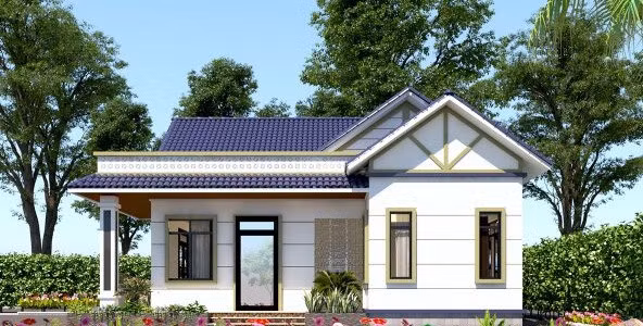 Với diện tích xây dựng 120m2, biệt thự thiết kế 1 phòng khách, 4 phòng ngủ và 2 phòng tắm. Ảnh: Thietkethicongnhadep.