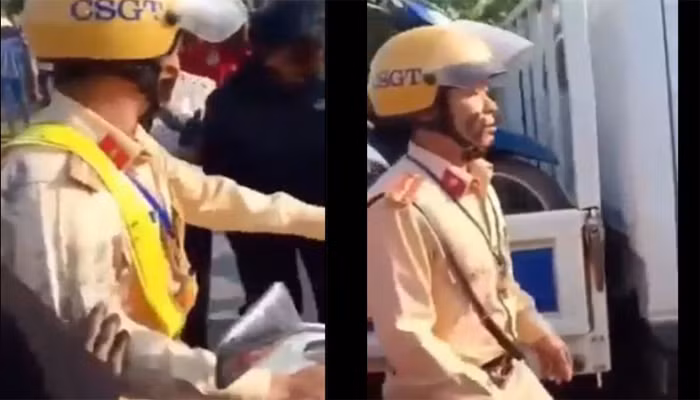 Dam nguoi tham gia le hoi quet bun vao mat CSGT
