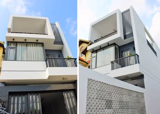  Nhà ống 3 tầng đẹp lung linh với gam trắng sáng chủ đạo trên mảnh đất 5x16m. Ảnh: Lenhan.