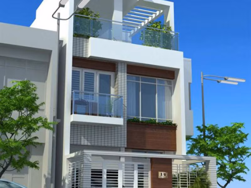 Mẫu nhà ống mái bằng trang nhã. Ảnh: Angcovat.