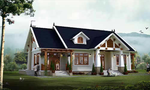 Biệt thự 1 tầng có chi phí dao động khoảng 800-850 triệu đồng. Ảnh: Hatinh24h.