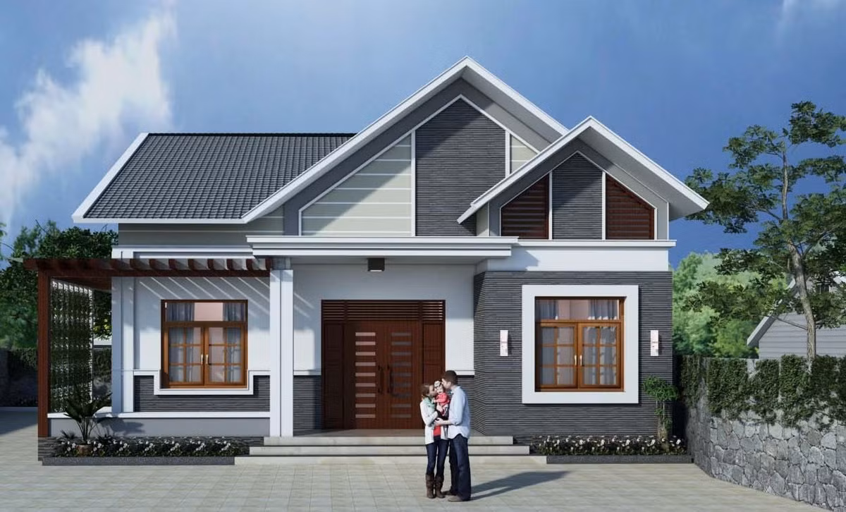 Ngôi nhà khang trang sở hữu khoảng sân rộng thoáng đãng. Ảnh: Maxhomevn.