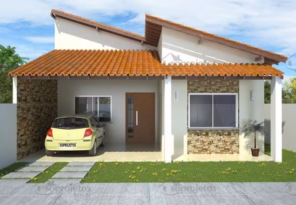  Nhà mái lệch được thiết kế với 1 phòng khách, 3 phòng ngủ, 1 phòng ăn + bếp và 1 gara xe ngay cửa chính. Ảnh: Xaydungtrangtrinoithat.