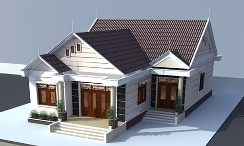 Những đường nét vuông vắn kết hợp trụ cột tròn mang đến cái nhìn mới lạ cho biệt thự. Ảnh: Holcim.