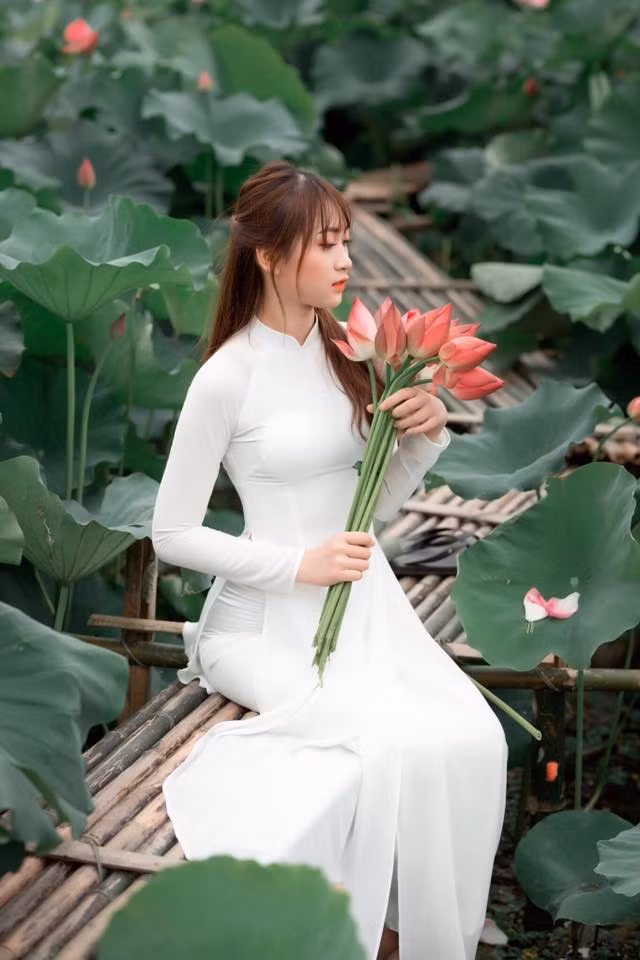 Hàng năm, cứ vào mùa sen nở, đông đảo người dân - đặc biệt là giới trẻ lại nô nức đến các đầm sen quanh Hà Nội để chụp ảnh. Ảnh: FB Hậu Phạm.
