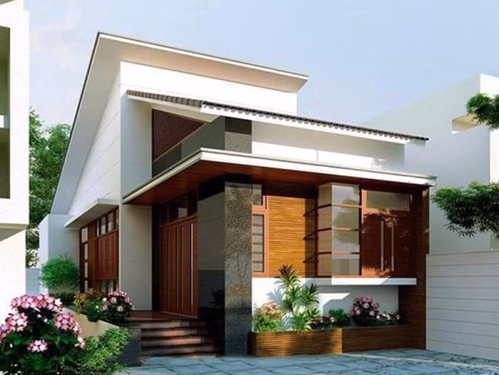 Hình hộp mái xéo được xem là kiểu nhà cách tân mới nhất hiện nay với phần mái được thiết kế cách tân từ mái thái. Ảnh: Internet.
