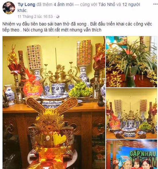 Cũng như nhiều sao Việt khách, Tết năm 2018, nghệ sĩ Tự Long tỏ ra thích thú với việc tự tay trang hoàng nhà cửa. Ảnh: Congly.