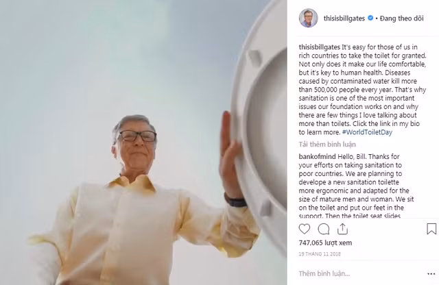Ông lý giải, mỗi người ở các nước phát triển có thể dễ dàng đi vệ sinh, điều này không chỉ làm cho cuộc sống thoải mái mà còn là chìa khóa sức khỏe. Ảnh: Instagram.