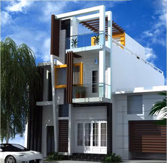 Để tránh sự đơn điệu, nhà ống lệch tầng phá cách cũng được ra đời để đáp ứng nhu cầu về thẩm mỹ ngày càng cao của gia chủ. Ảnh: Nhadep.