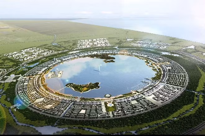 Thành phố mới Nanhui (Thượng Hải, Trung Quốc) được khởi công xây dựng năm 2003 và dự kiến hoàn tất năm 2020 với dân số 1 triệu người. Ảnh: Xinhua.