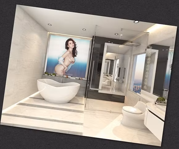 Nhà vệ sinh vô cùng rộng rãi với nội thất cao cấp.