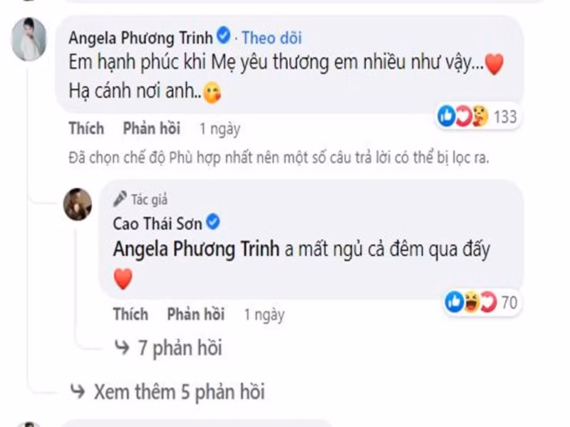 Nữ diễn viên bày tỏ hạnh phúc vì được mẹ của Cao Thái Sơn yêu thương.