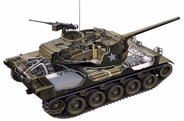 Bên trong M18 - một trong những mẫu pháo chống tăng của Mỹ trong CTTG 2, nó được thiết kế để tiêu diệt lực lượng xe tăng đối phương với pháo chính 75mm và có thể mang theo hơn 40 đạn pháo chống tăng tuy nhiên giáp bảo vệ của nó lại khá yếu từ 4,8-25 mm. Nguồn ảnh: QQ.