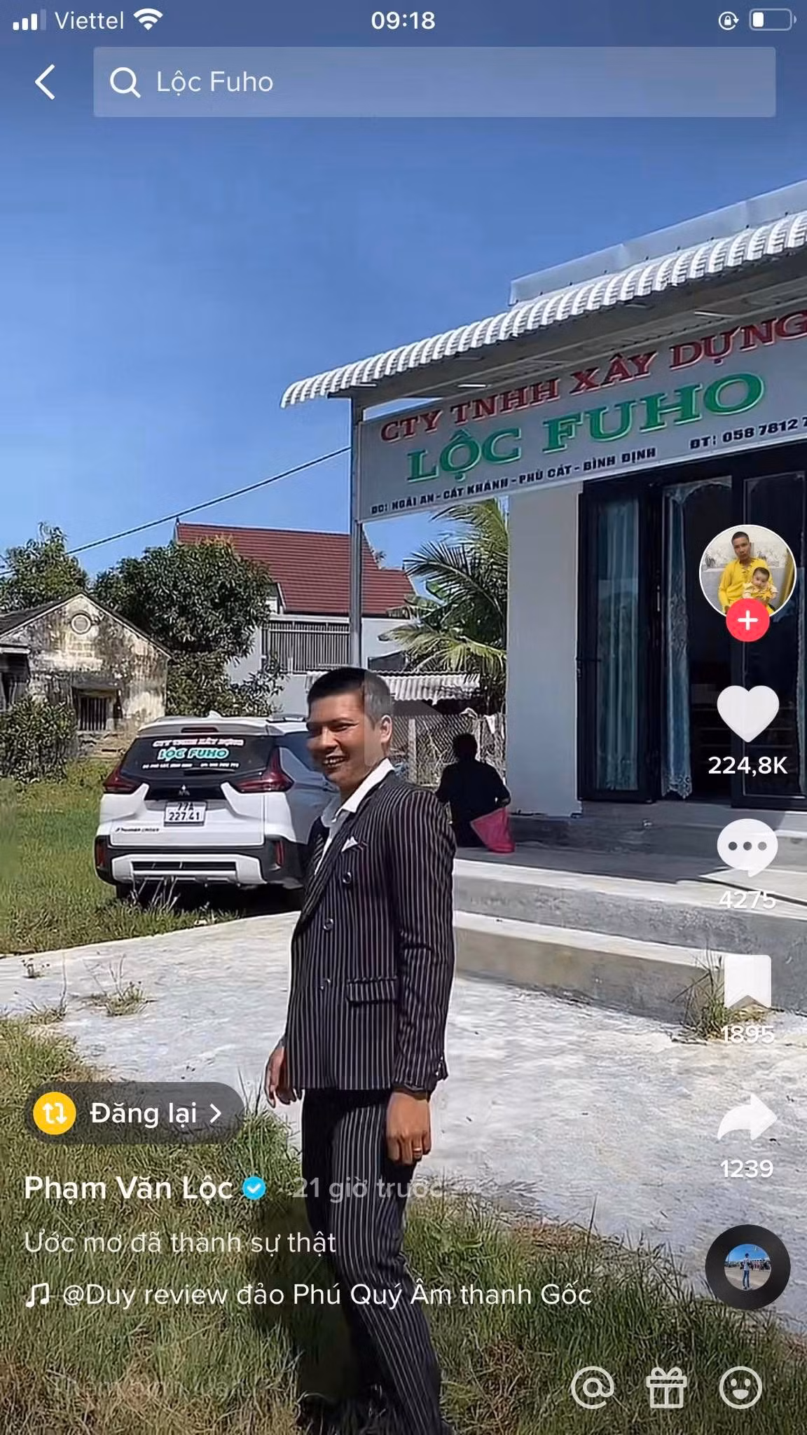 Sau nhiều năm bươn chải, tích cóp, cuối cùng Lộc Fuho cũng đã có thể mua nhà, tậu xe và thành lập công ty mang tên mình.