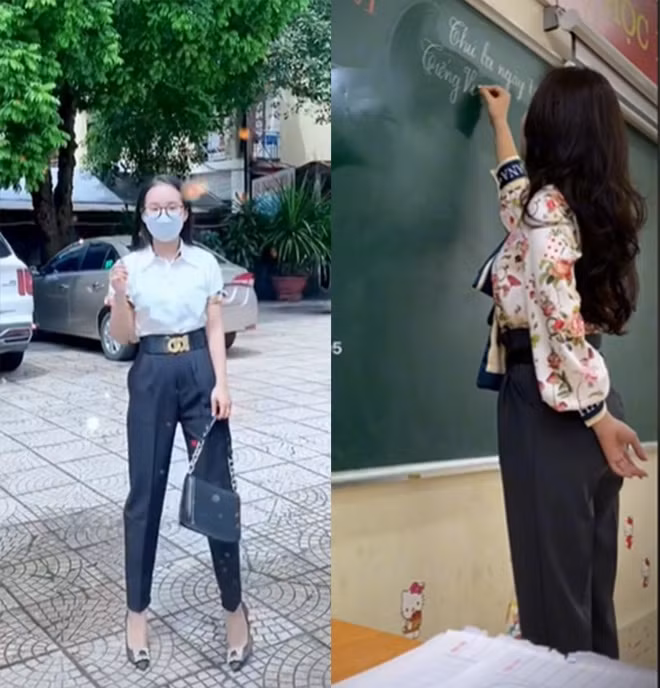 Qua các hình ảnh và clip ngắn được phủ sóng có thể thấy cô giáo này có thể biến đổi đa dạng trang phục theo từng buổi dạy.