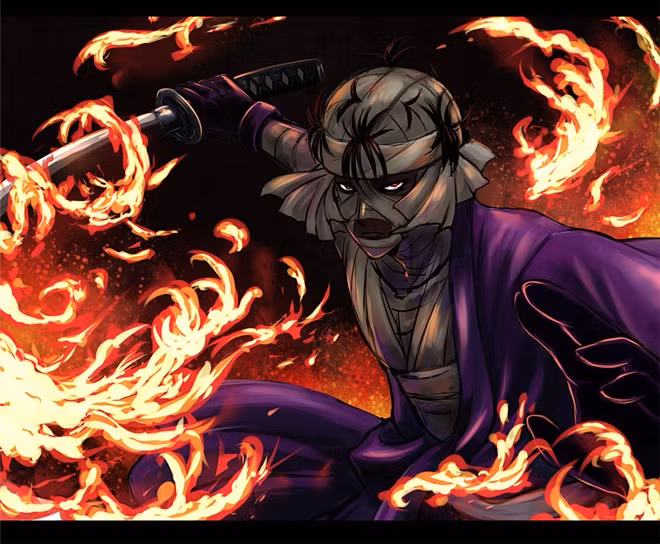 Shishio (Rurouni Kenshin): Kiếm của Shishio đã hạ sát vô số samurai, bị máu và mồ hôi đối thủ dính khô bao quanh. Khi bị thương, hắn đốt cháy thanh kiếm để chữa lành và dùng chính thanh hỏa đao chém kẻ thù. Shishio cũng là một kẻ nhẫn tâm sẵn sàng giết chết người tình để chọc tức kẻ thù.