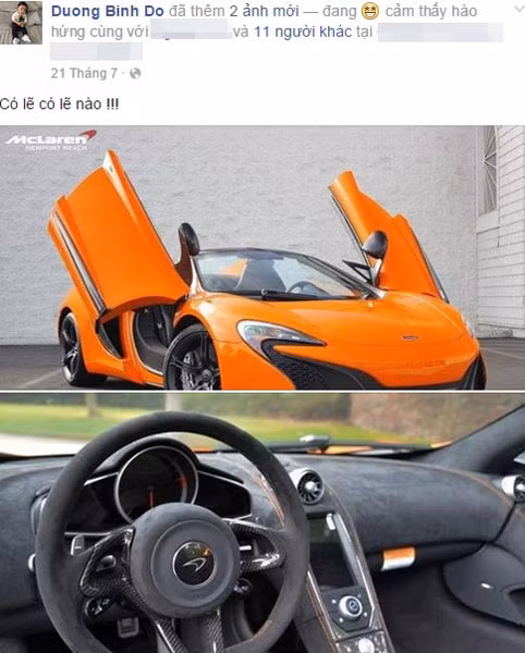 Chong dai gia Ngoc Thach va ban trai Midu dua nhau san McLaren 650S?