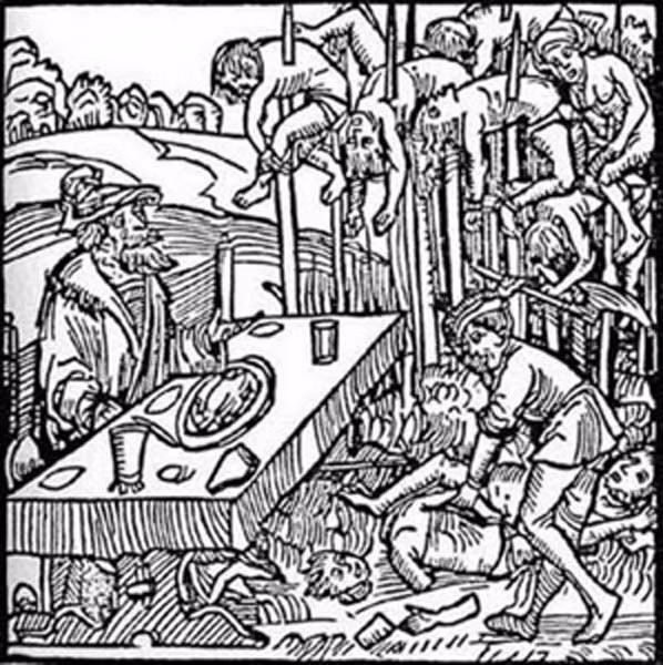 Một trong những kiểu tra tấn khét tiếng của bá tước ma cà rồng ngoài đời thực Vlad III là đóng cọc xiên người hết sức rùng rợn.