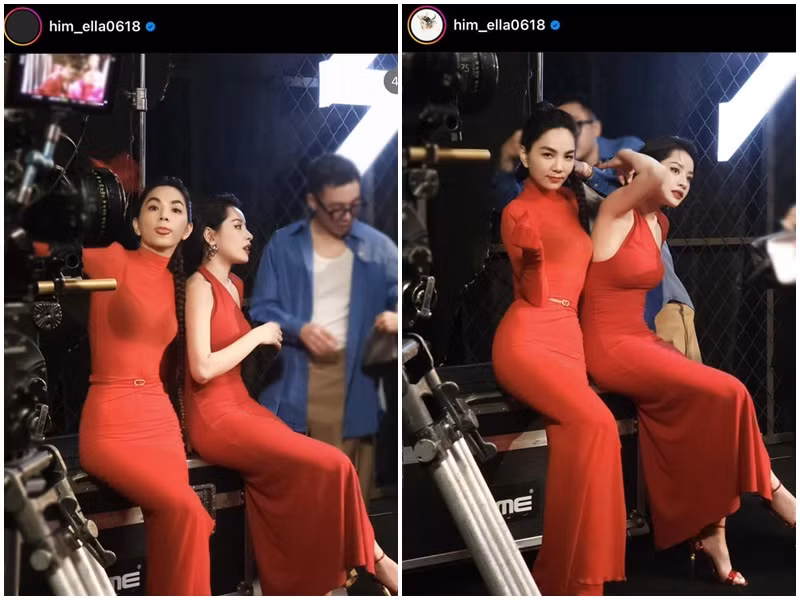 Mới đây, nam stylist cho biết, thấy tóc Ella (nhóm S.H.E) bị tuột, anh giúp nữ nghệ sĩ Trung Quốc kẹp lại tóc. Khoảnh khắc Hoàng Ku chăm sóc cho Ella được chia sẻ trên trang cá nhân của thành viên nhóm S.H.E. Ảnh: FBNV