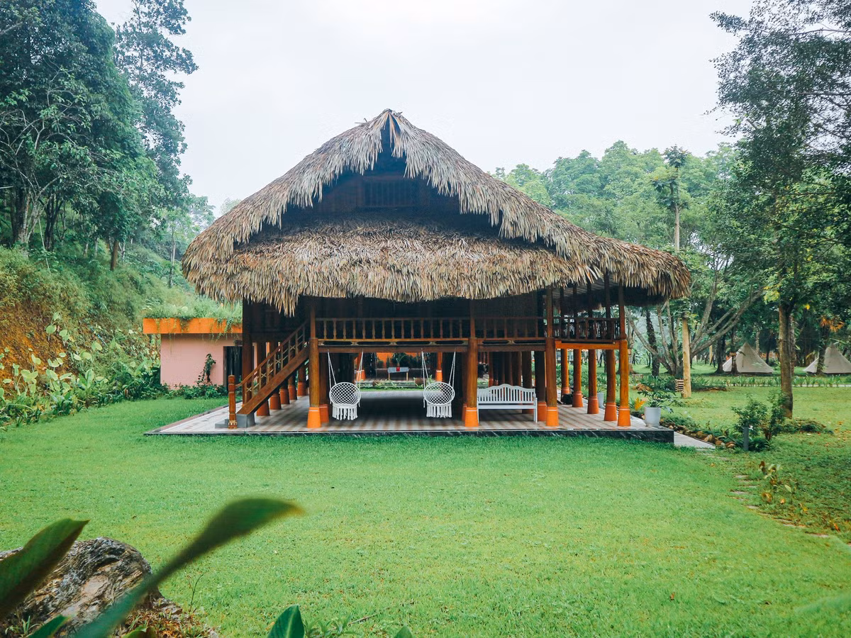 Tại đây, du khách có thể lựa chọn lưu trú tại nhà sàn cộng đồng hoặc lều Mông Cổ với đầy đủ tiện nghi và thưởng thức nhiều món ngon, đặc sản địa phương như nộm rau dớn, cá suối, lợn/gà bản, xôi/bánh dày ngũ sắc, bánh chưng Tày,…